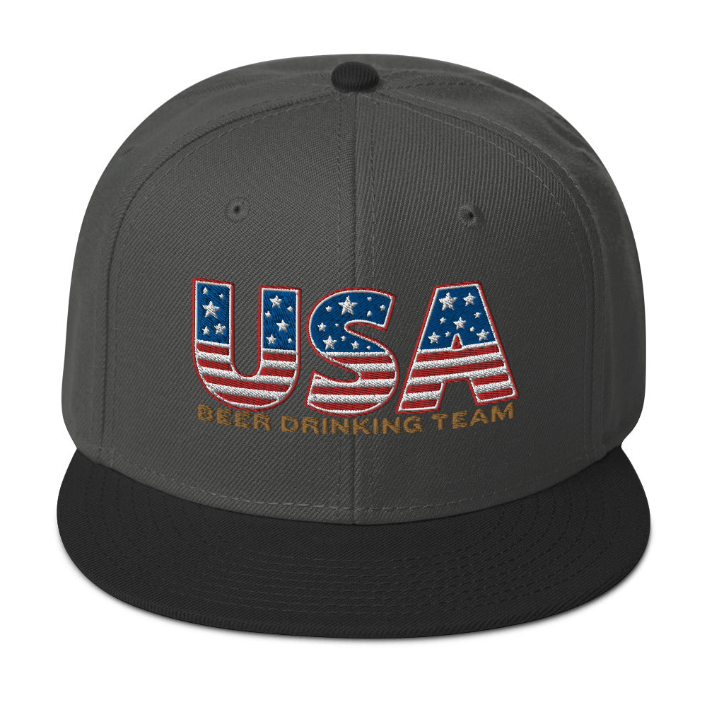 USA Beer Drinking Snapback Hat