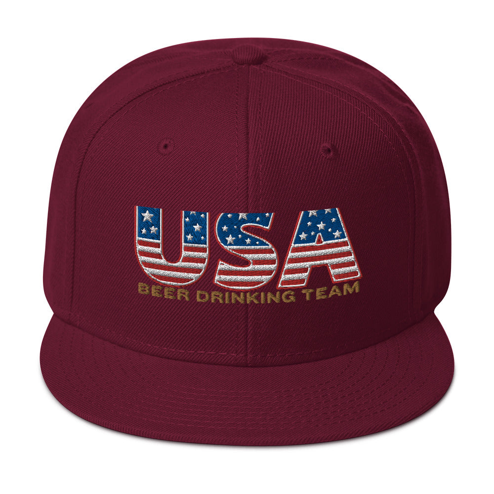 USA Beer Drinking Snapback Hat