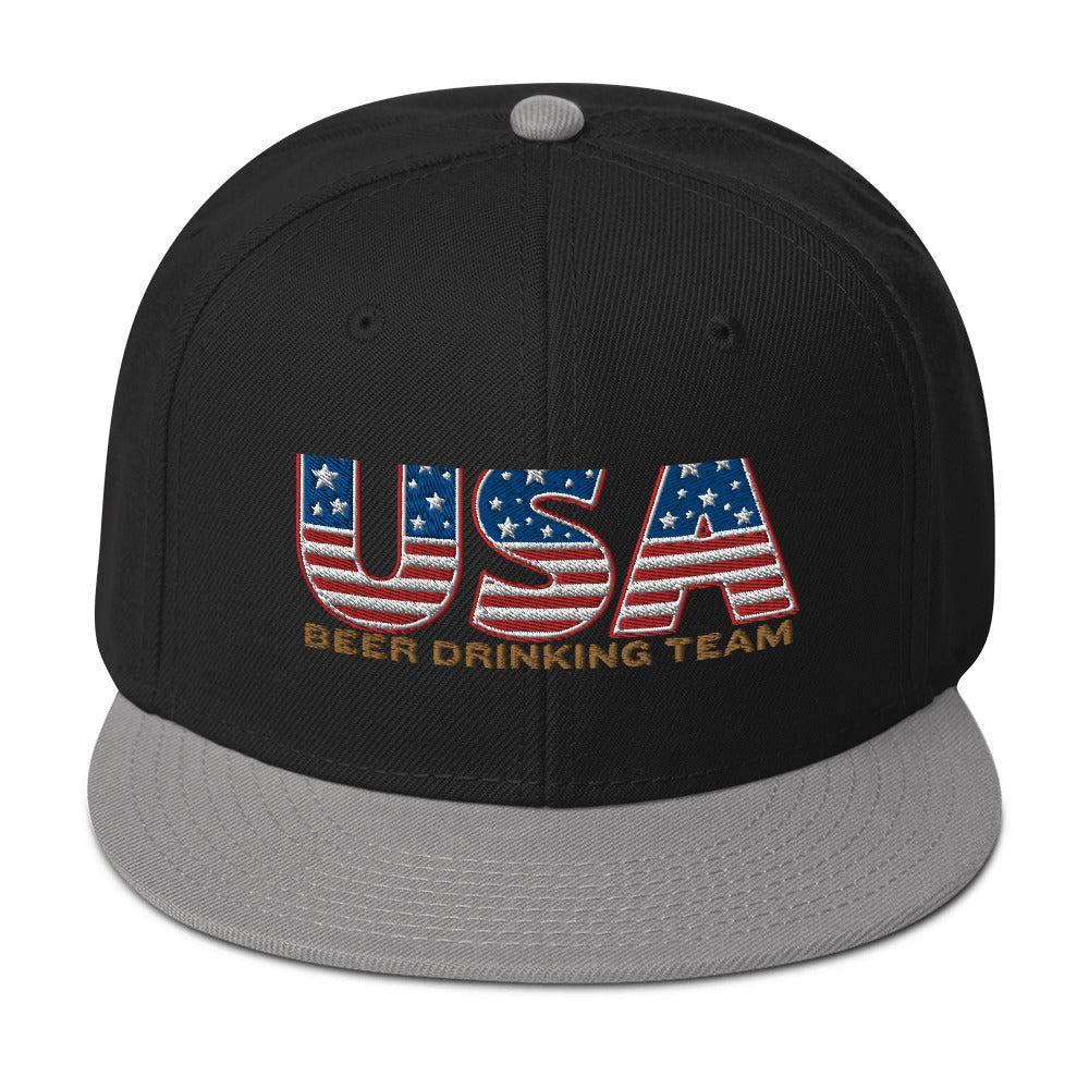 USA Beer Drinking Snapback Hat