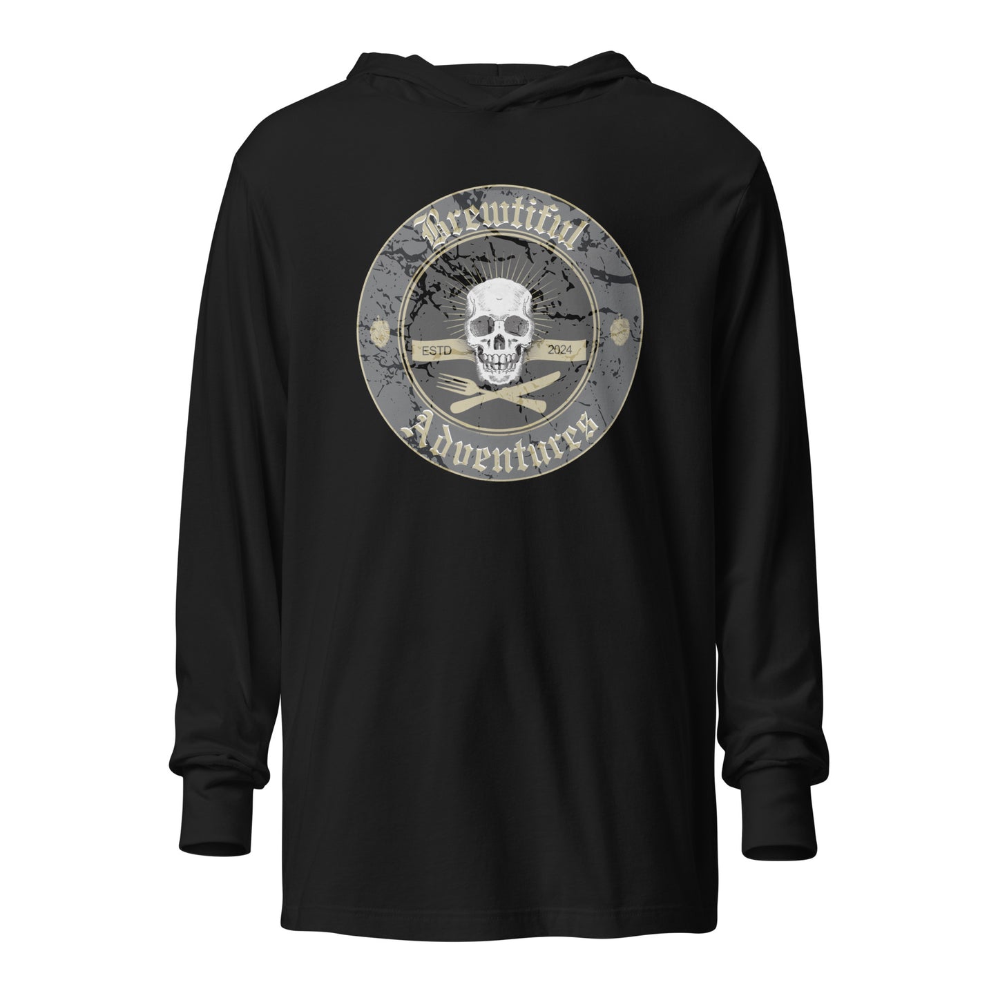 Brewtiful Adventures Skull Hooded Long-Sleeve Tee