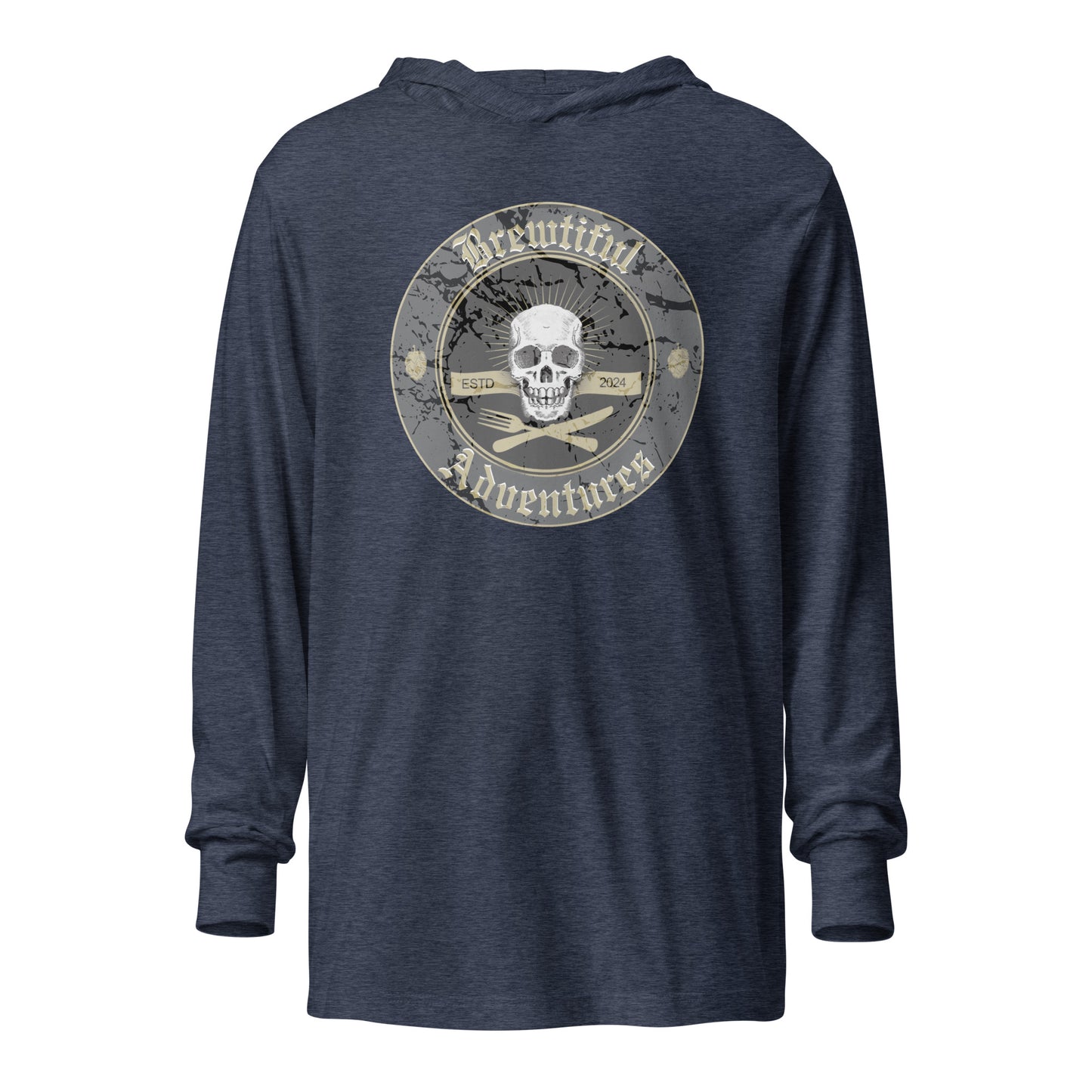 Brewtiful Adventures Skull Hooded Long-Sleeve Tee