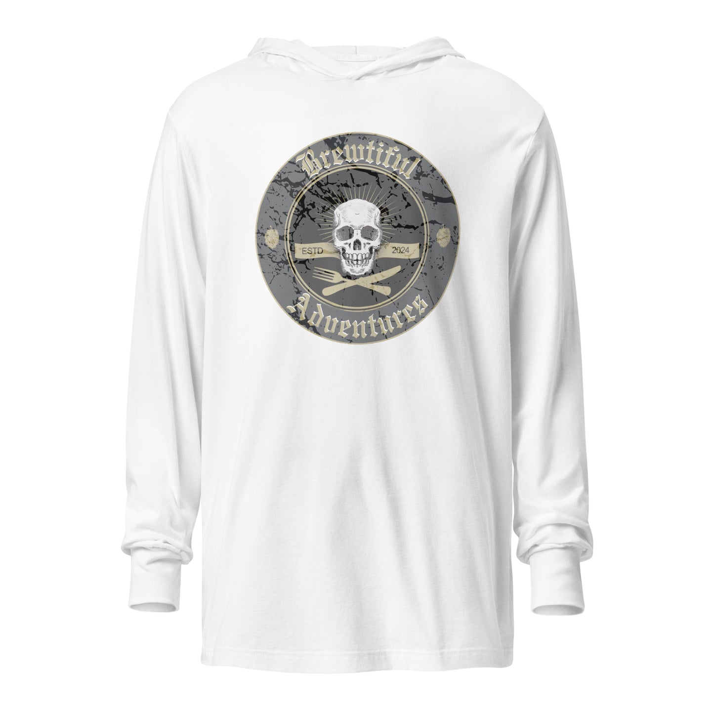 Brewtiful Adventures Skull Hooded Long-Sleeve Tee